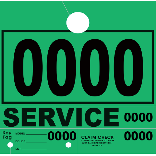 Service Claim Tag 4 Part Green