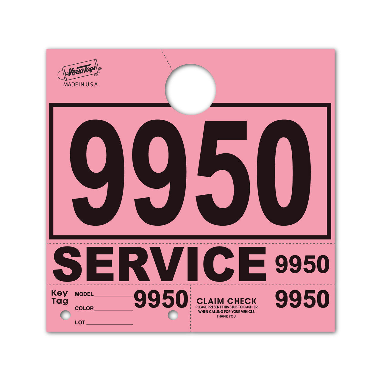 Service Claim Tag 4 Part Pink
